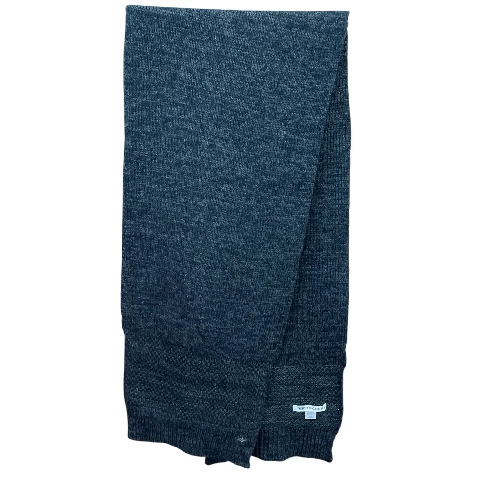 Dockers Mens Marled Mixed Knit scarf Black Rectangle One Size Winter Warm - NWOT
